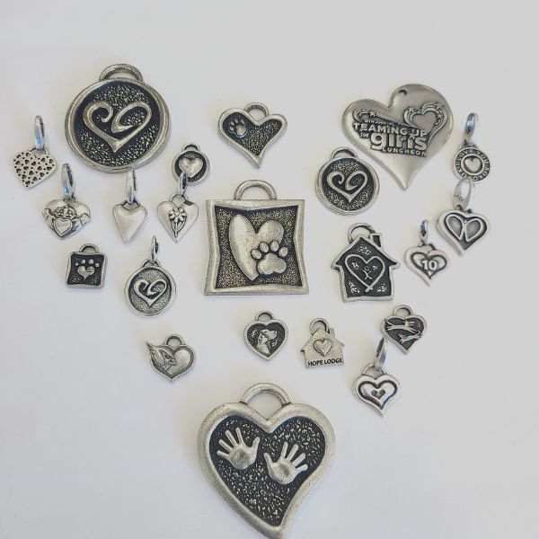 Custom pewter charm options for Caring Cord nonprofit bracelets