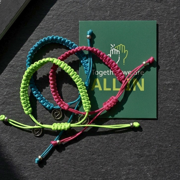Custom Caring Cords in Valleywise Health Foundation brand colors for employee rebrand launch
